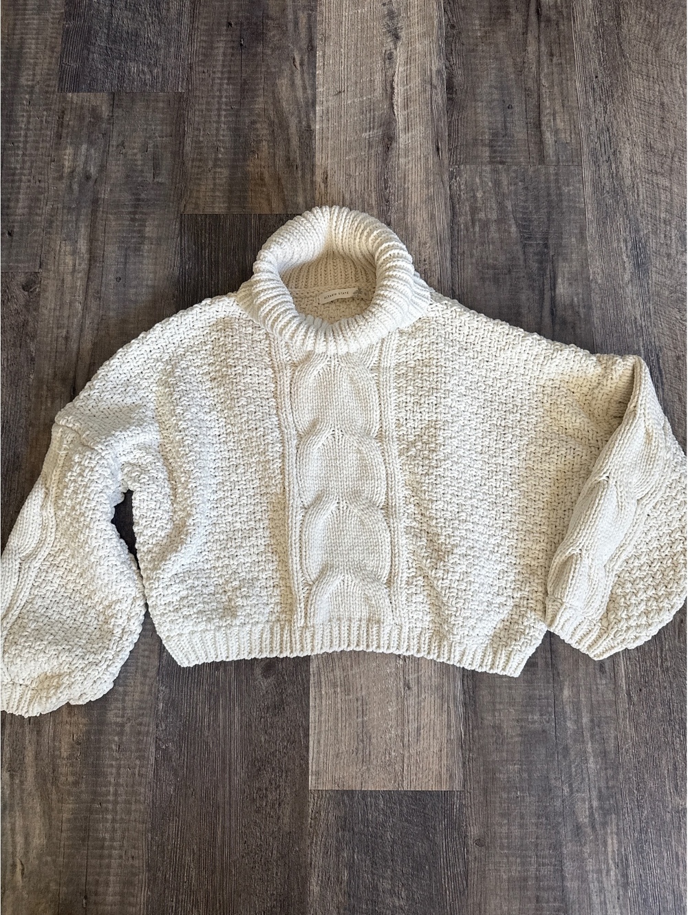 Altar'd small State Cream Cable Knit Turtleneck Sweater